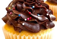 Yellow Cupcakes With Chocolate Frosting