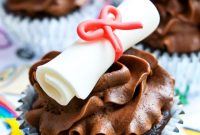 Easy Graduation Cupcakes with Diploma Toppers