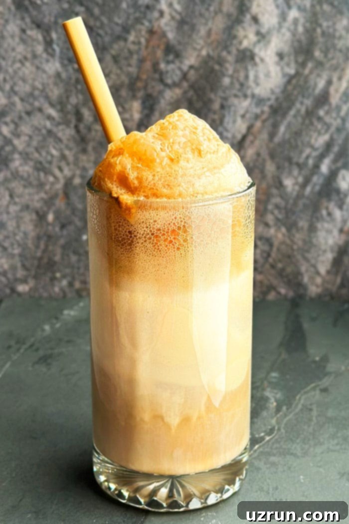 Easy Two Ingredient Ice Cream Float 4 Easy Ice Cream Soda in Glass Mug With Brown Straw
