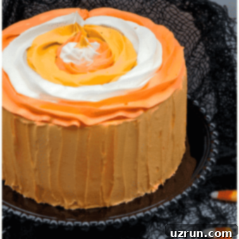 Simple Frosted Candy Corn Cake 7 Easy Candy Corn Cake For Halloween on Black Cake Stand