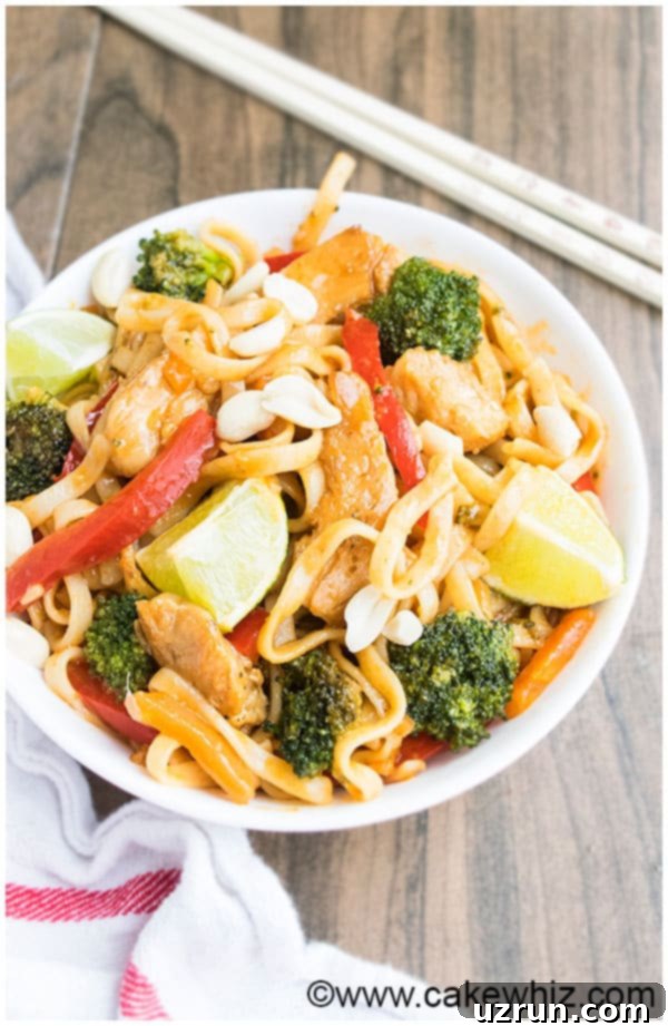 Delicious Chicken Pad Thai Recipe for an easy weeknight dinner.