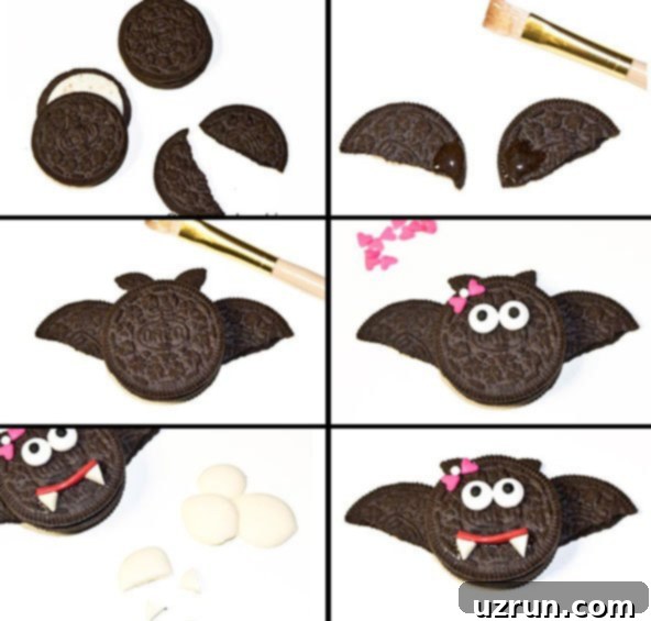 Fun Halloween Pudding Cups 7 Collage Image With Step by Step Pictures on How to Make Oreo Draculas