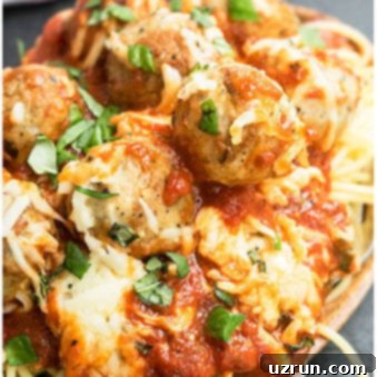 Meatball Parmesan Bake 8 Easy Cheesy Meatball Parmesan in Rustic Dish.