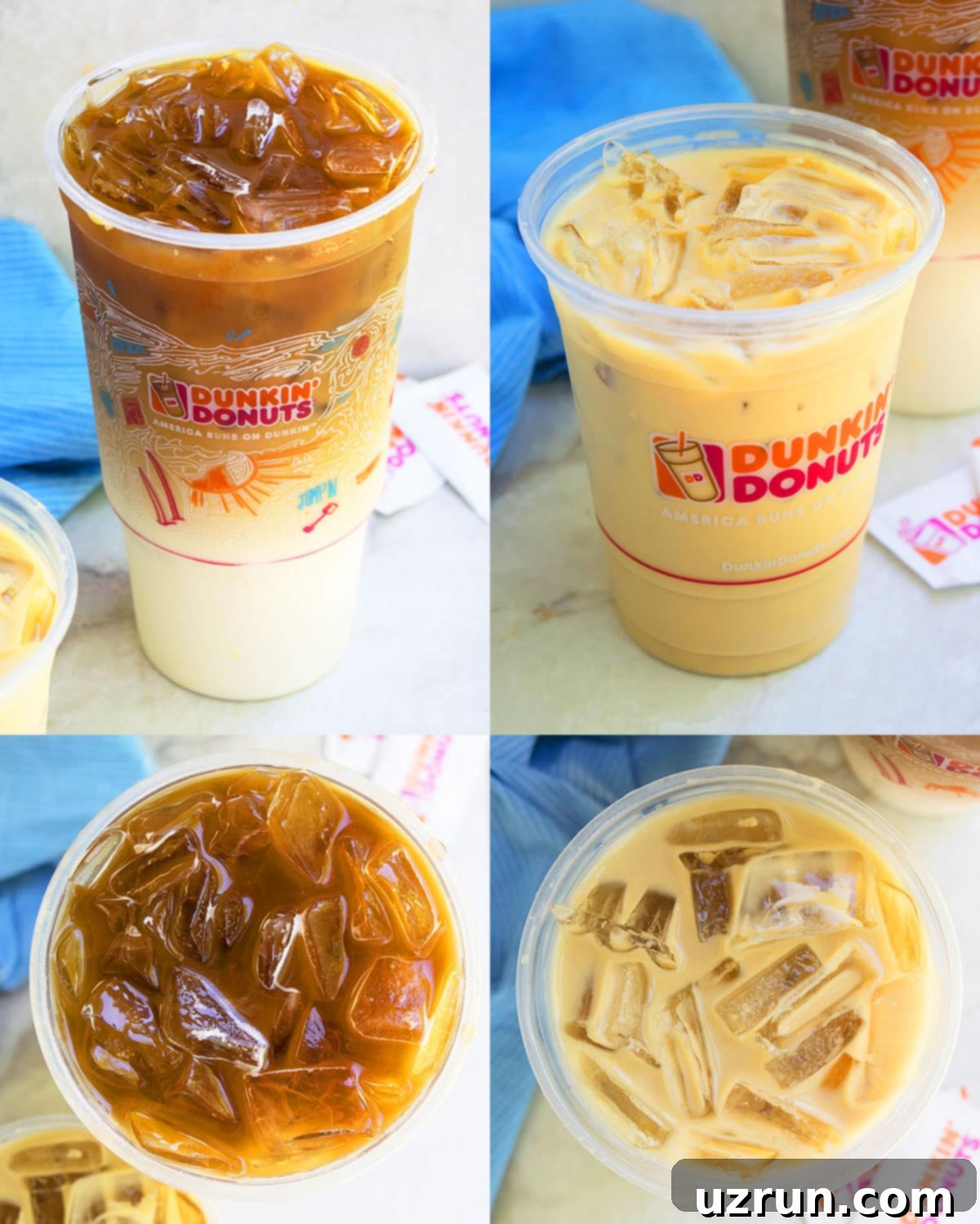 Iced Coffee Pops 6 Collage Image With Two Flavors of Dunkin Donuts Coffee.