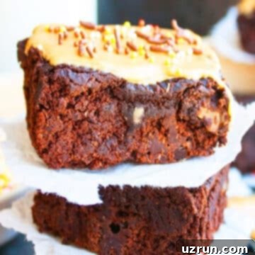 Mocha Espresso Brownies 14 Slice of Coffee Brownies From Scratch With Mocha Glaze Stacked.