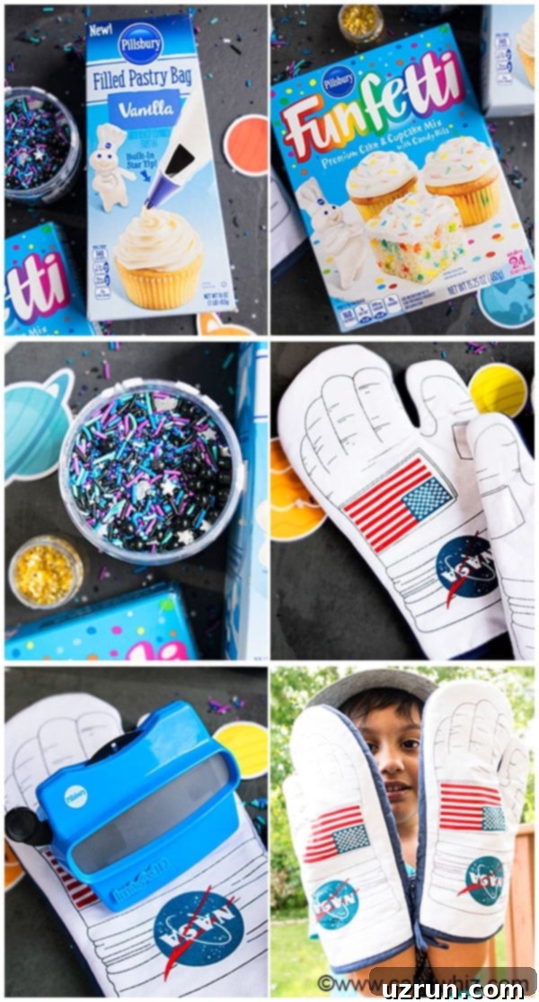 Easy Buttercream Galaxy Cake 7 Collage Image of Pillsbury Campaign Shots.