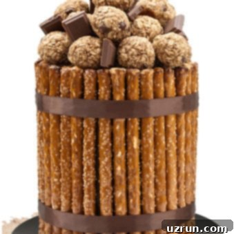 Chocolate Pretzel Cake With Ganache Frosting 5 Easy Chocolate Pretzel Cake on Black Serving Dish