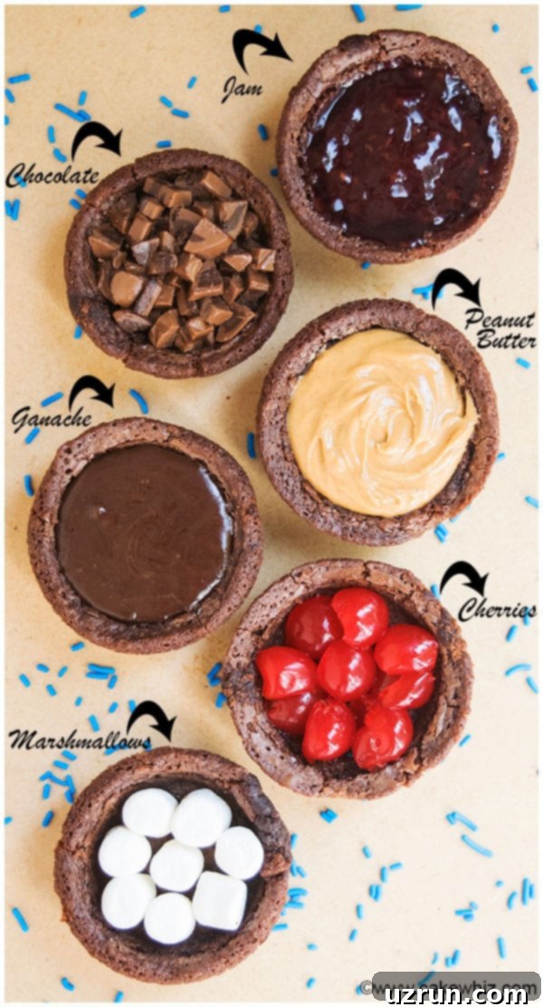 Easy Homemade Brownie Bowls 3 Brownie Cupcakes With Different Fillings