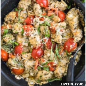 Creamy Pesto Chicken One Pot Wonder 5 Easy Homemade Creamy Pesto Chicken in Large Nonstick Pan.