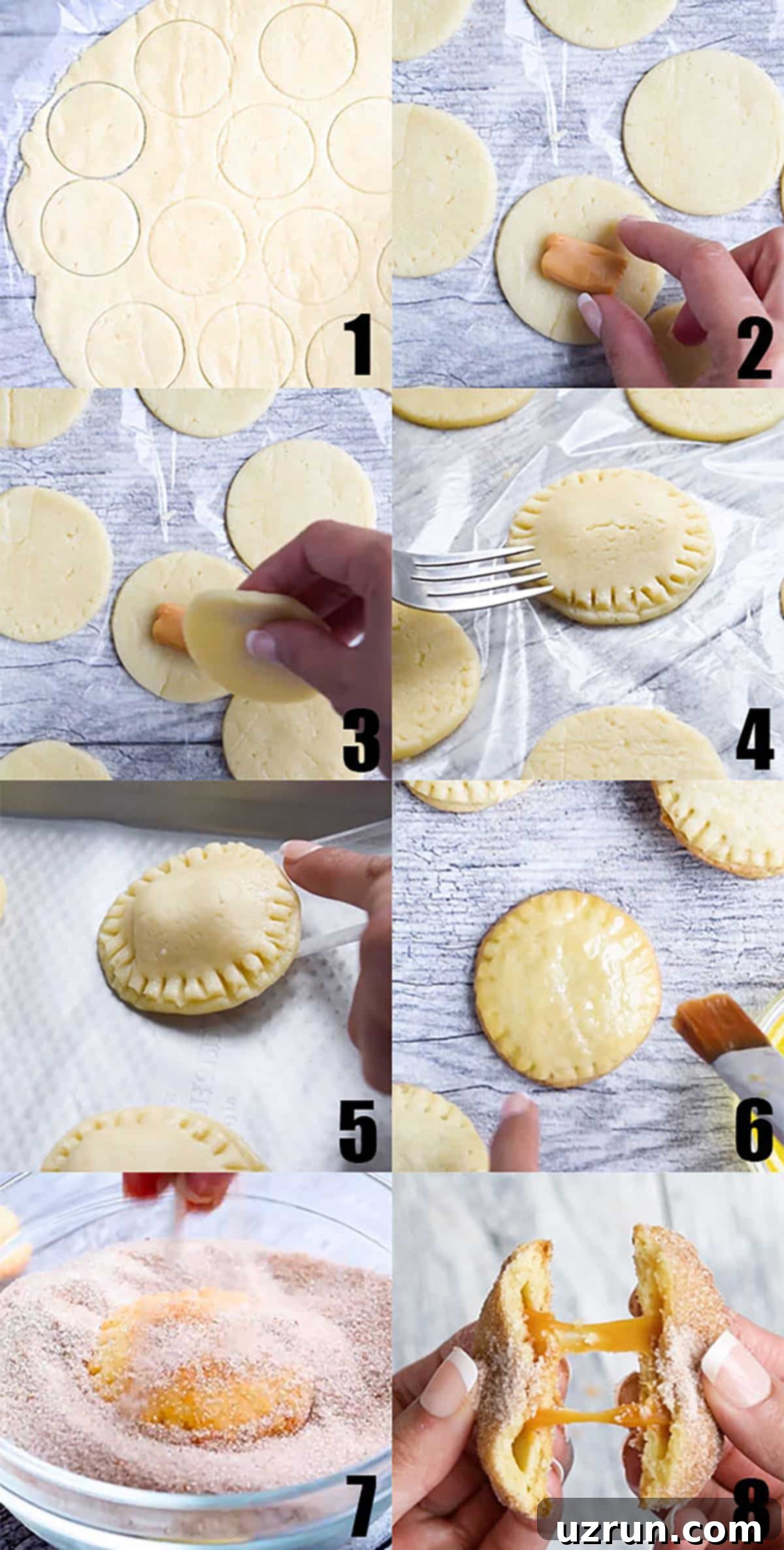 Flaky Pie Crust Churro Cookies 4 Collage Image With Step by Step Process Shots on How to Make Churro Cookies