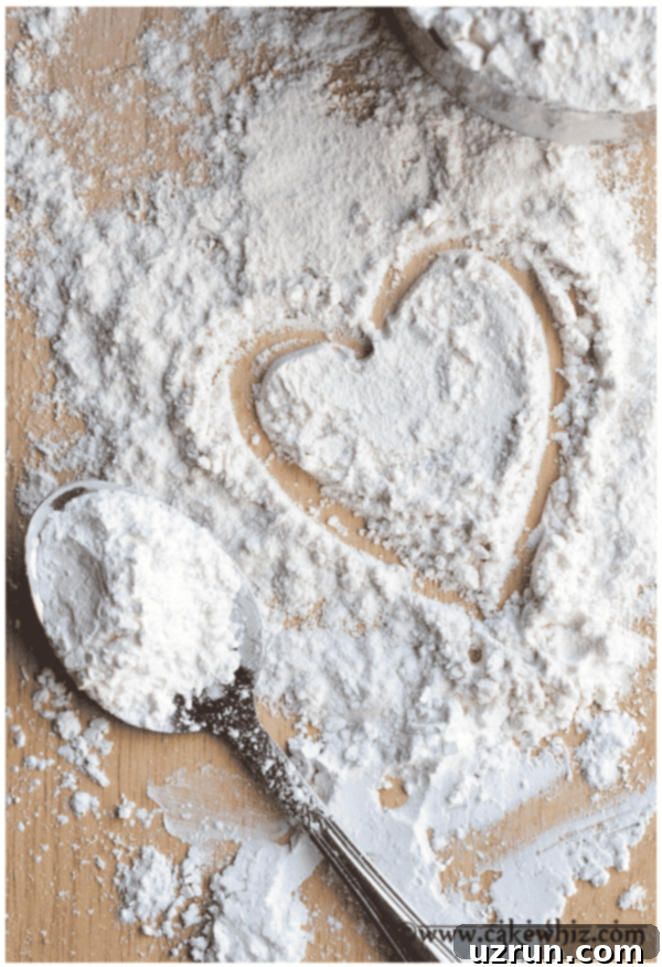Make Your Own Cake Flour: The Simple Substitute 3 Homemade Flour Blend With Cornstarch on Wood Table, ready for baking