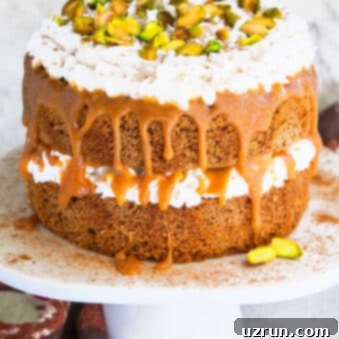 Easy Chai Spice Cake 5 Easy Spice Cake (Chai Cake) on White Cake Stand and Marble Background.