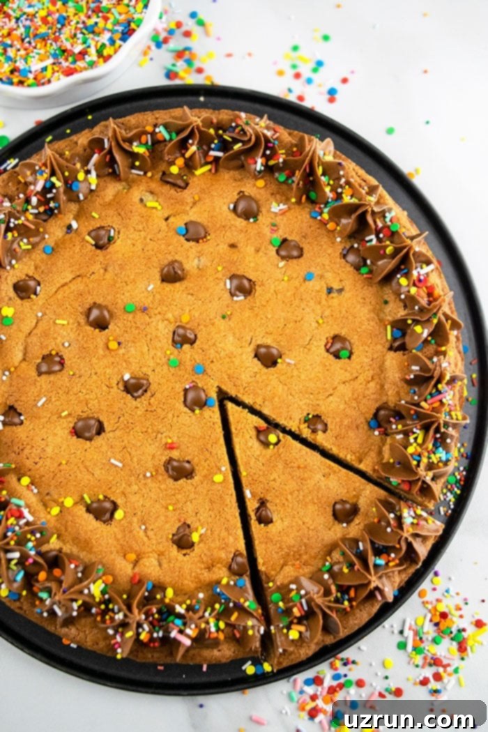 Chocolate Chip Cookie Cake With one Slice