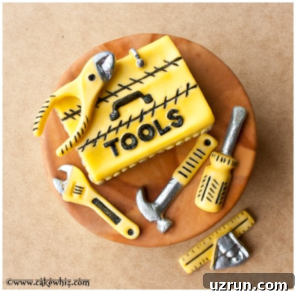 Father's Day Toolbox Cake 3 Easy Homemade Tool Box Cake on Brown Wood Background