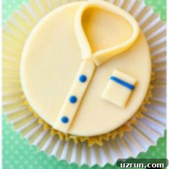Shirt Cupcakes: Perfect for Father's Day or Dad's Birthday 5 Easy Shirt Cupcakes Decorated With Fondant on Green Background- For Father's Day and Dad's Birthday