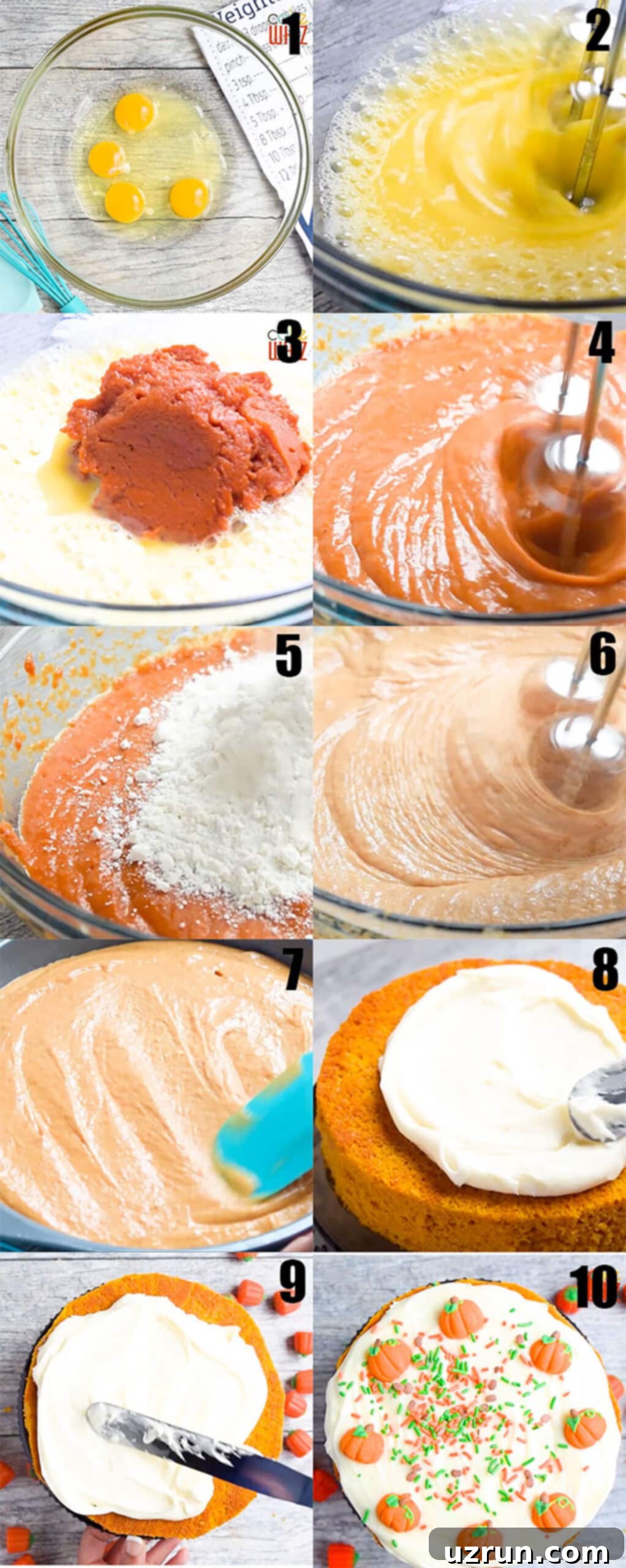 Simple Cake Mix Pumpkin Cake 4 Collage Image With Step By Step Process Shots on How to Make Pumpkin Cake With Cake Mix Box