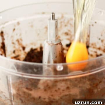 Delightfully Simple Gluten Free Black Bean Brownies 6 Eggs being added to the blended brownie mixture.