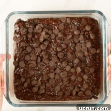 Delightfully Simple Gluten Free Black Bean Brownies 9 More chocolate chips sprinkled on top of brownie batter before baking.
