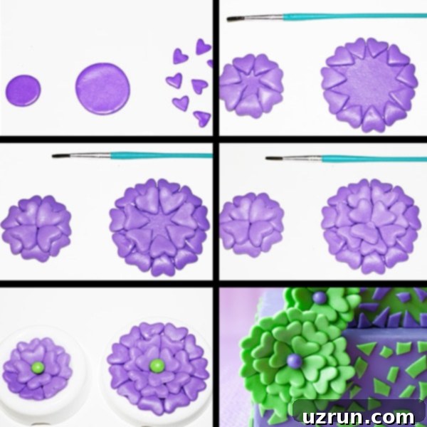 Crafting Beautiful Fondant Flowers 4 Collage Image With Step by Step Pictures on How to Make Fondant Flowers