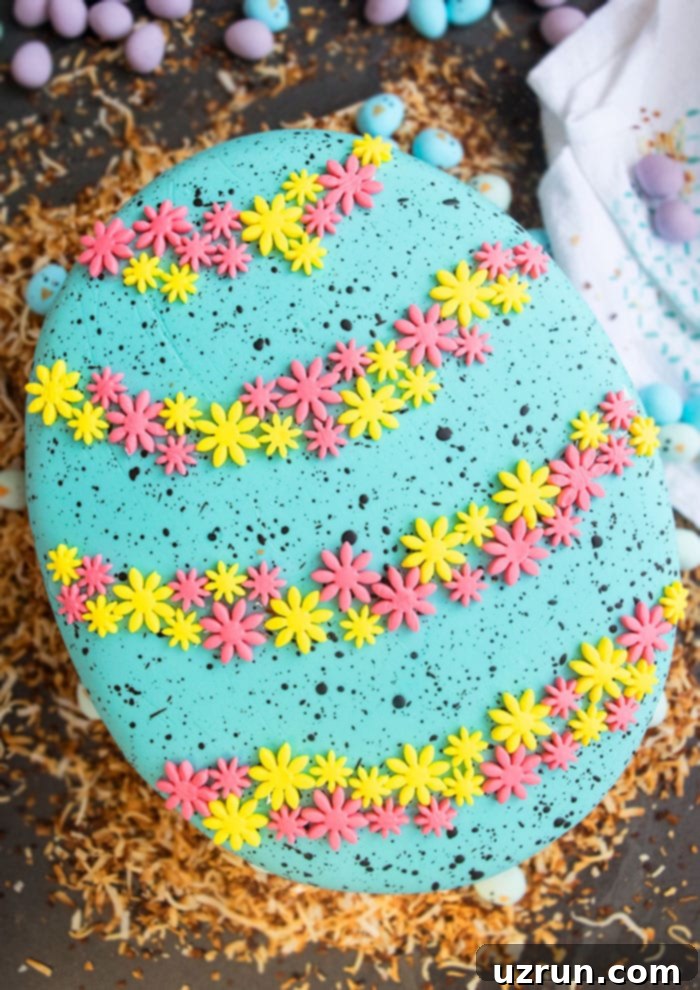 Surprise Inside Easter Robin Egg Cake 2 Easy Easter Robin Egg Cake on Rustic Background.