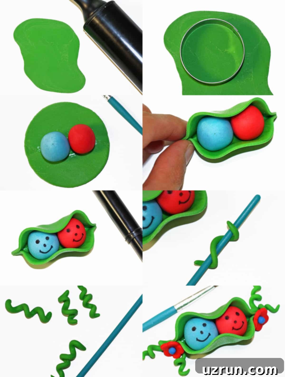 Sweet Peas Birthday Cake for Twins 3 Collage Image With Step By Step Pictures on How to Make Twins Cake Topper With Fondant