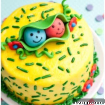 Sweet Peas Birthday Cake for Twins 5 Easy Twins Birthday Cake on White Serving Dish and Turquoise Background