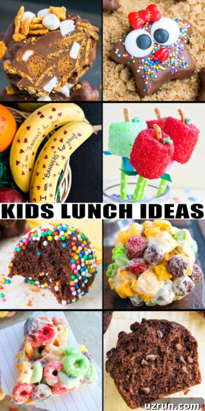 Easy School Lunch Ideas for Kids and Adults - a vibrant display of various kid-friendly lunch components including fruits, snacks, and mini meals