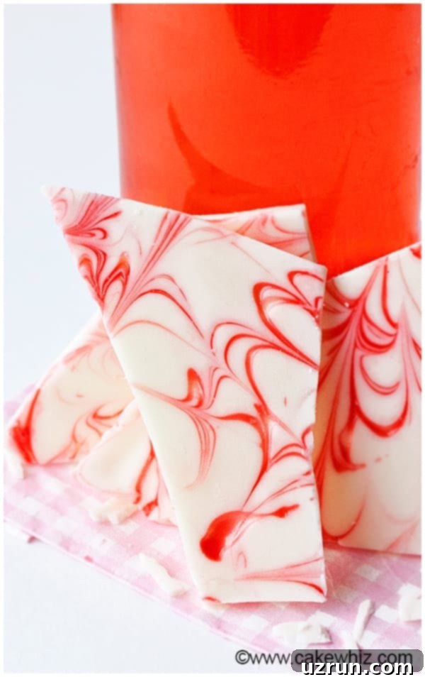Easy White Chocolate Bark on Pink Napkin