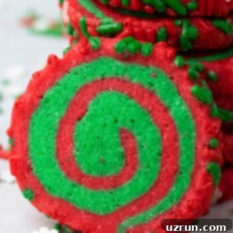 Christmas Swirl Cookies 6 Easy Pinwheel Cookies For Christmas on White Background.