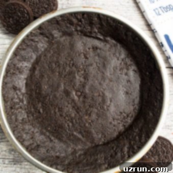No-Fuss No Bake Oreo Pie Crust 4 Easy No Bake Oreo Pie Crust on Rustic Gray Background.