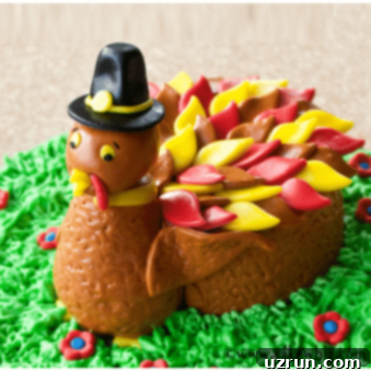 Thanksgiving Turkey Cake 7 Easy Turkey Cake on Buttercream Grass, a delightful Thanksgiving dessert.