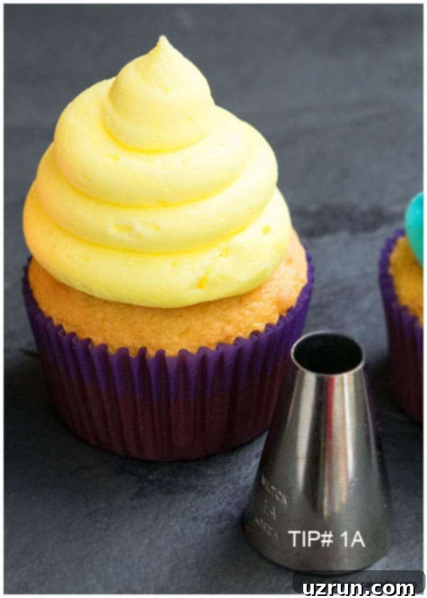 Mastering Cupcake Decoration 11 Cupcake With Yellow Buttercream Icing Swirl Made With Pastry Tip 1A on Rustic Gray Background