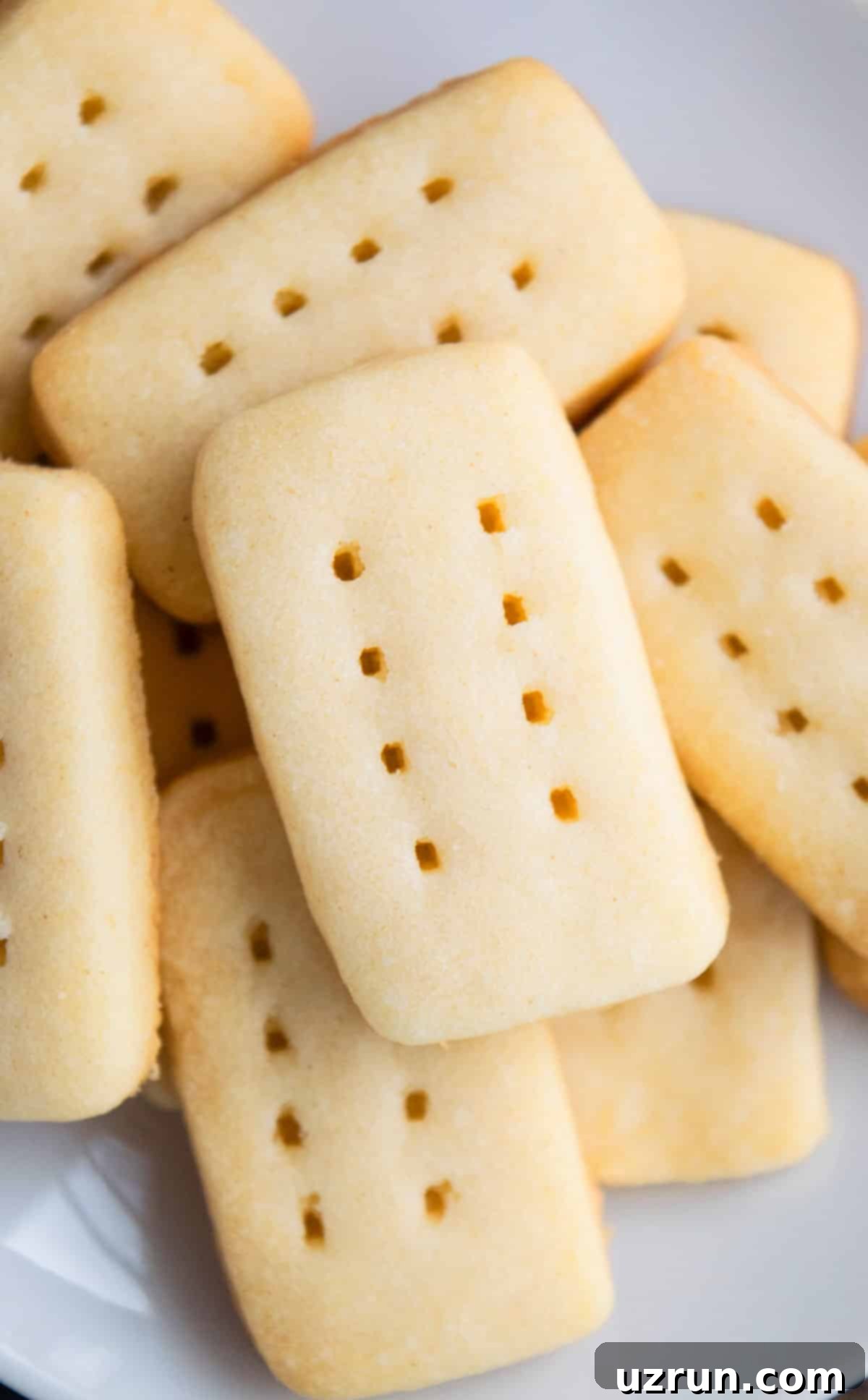 Easy Shortbread Cookies on White Dish. 