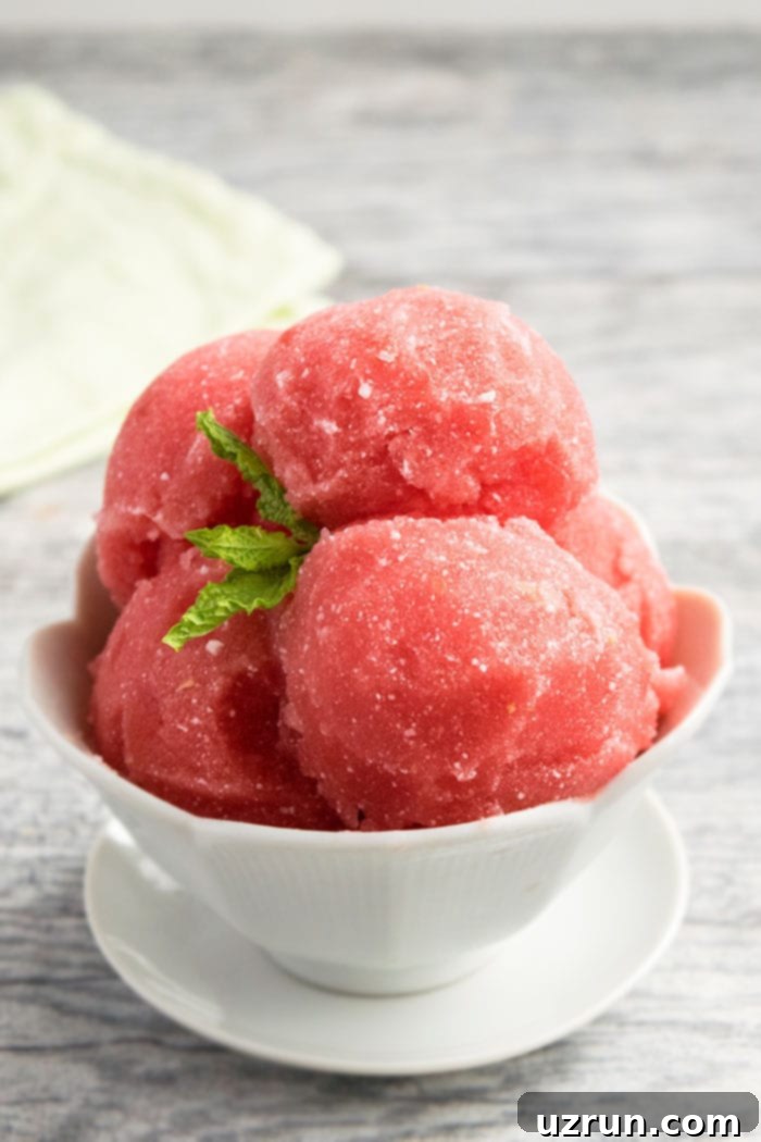 Easy Watermelon Ice Cream Without Ice Cream Maker in White Bowl