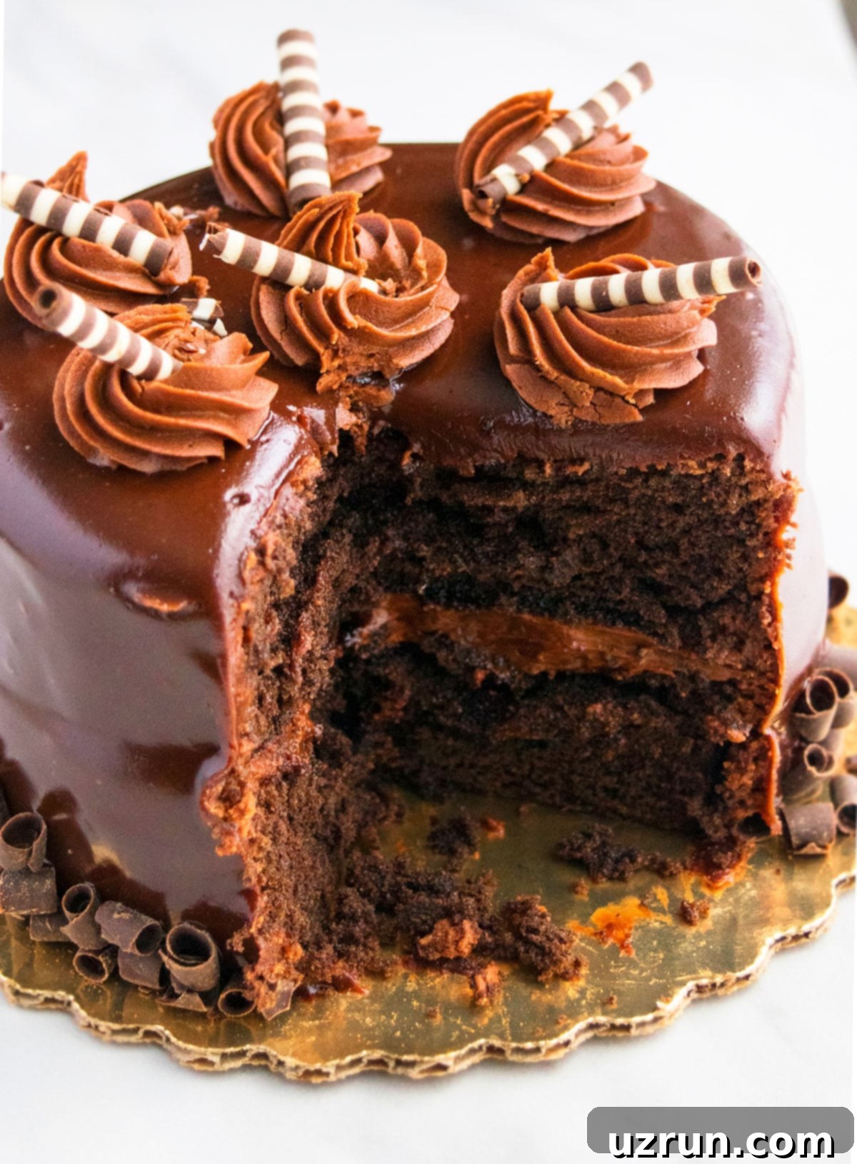 Easy Chocolate Guinness Cake (Stout Beer Cake) With Cake Mix on White Background. 