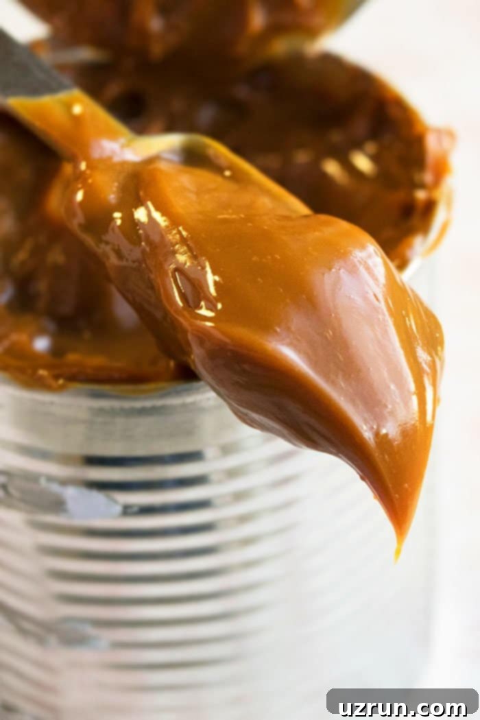 Mastering Homemade Dulce De Leche 3 Spoon Full of Caramelized Dulce De Leche- Closeup Shot.