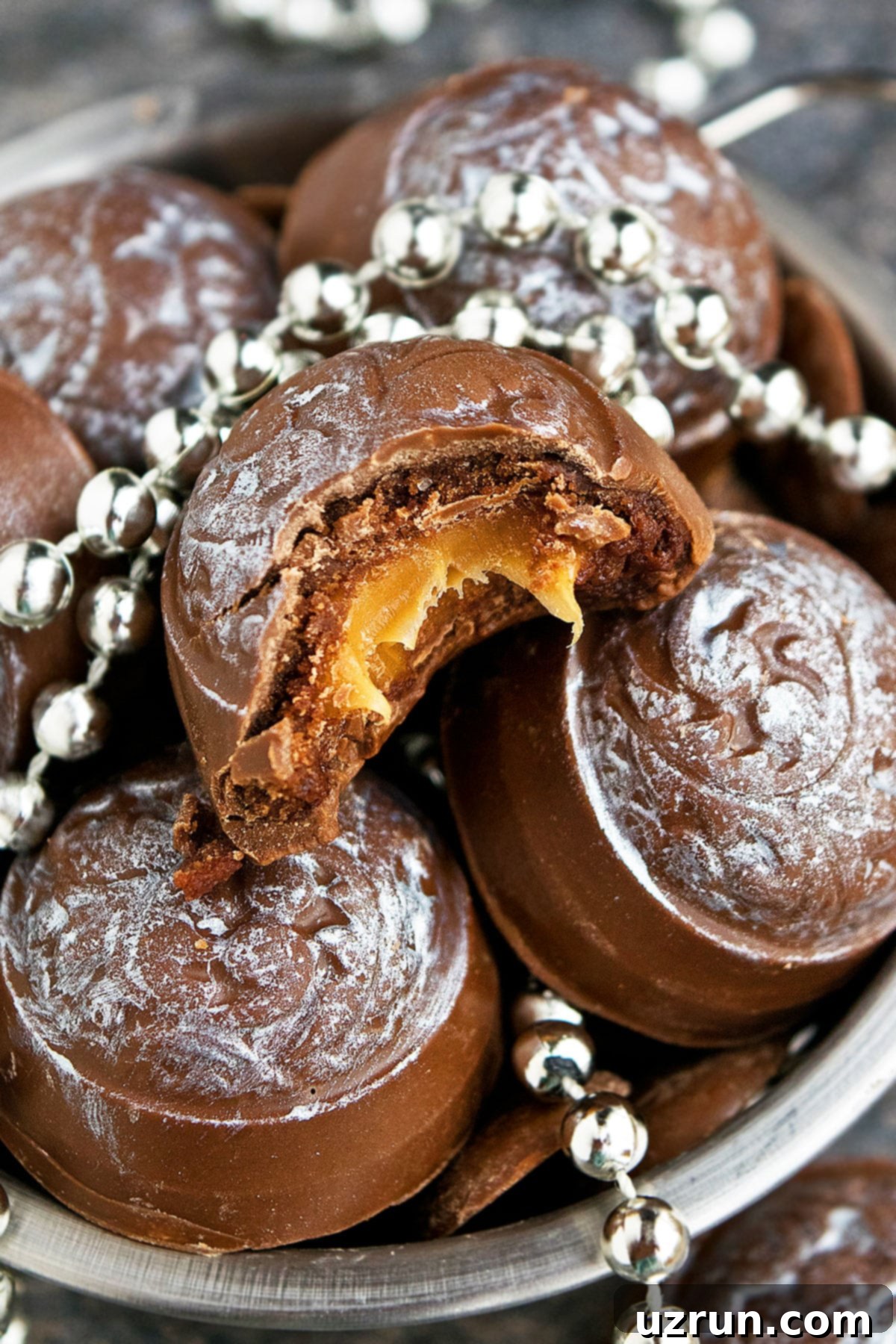 Easy Chocolate Coffee Truffles With Caramel Filling- Partially Eaten.