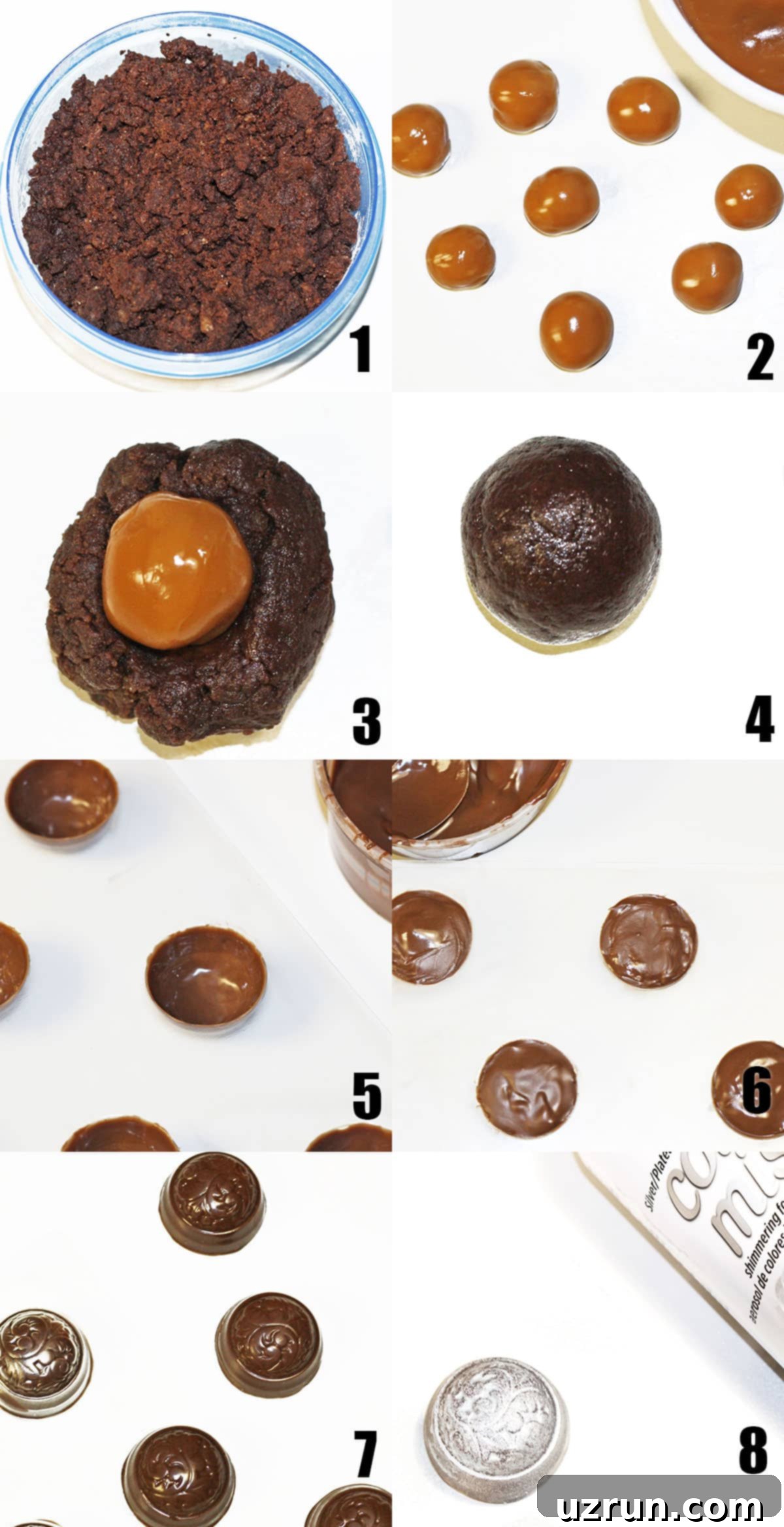 Easy Mocha Espresso Truffles 4 Collage Image With Step by Step Process Shots on How to Make Coffee Truffles.