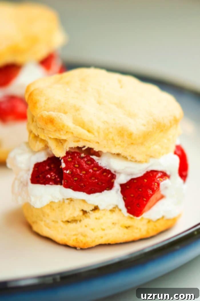 Homemade Strawberry Short Cake on White Dish