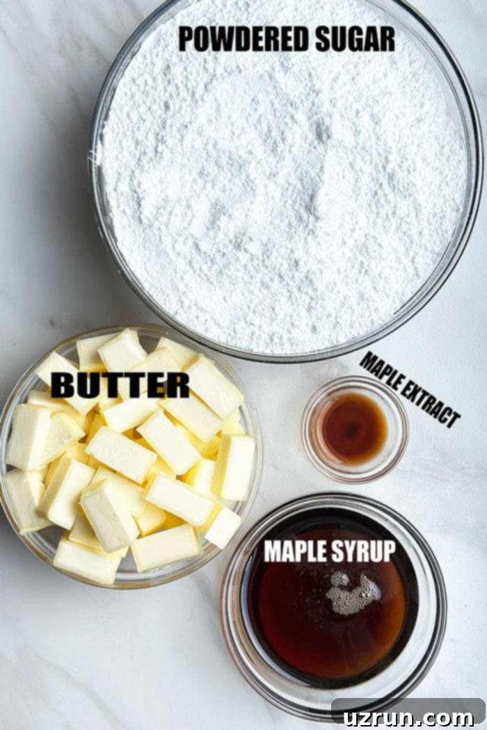 Easy 4-Ingredient Maple Frosting 3 Ingredients For Homemade Maple Buttercream Icing in Glass Bowls