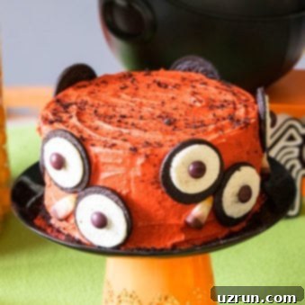 Easy Owl Cake for Kids Halloween Party 14 Easy Owl Cake (Halloween Cake) on Orange and Black Cake Stand