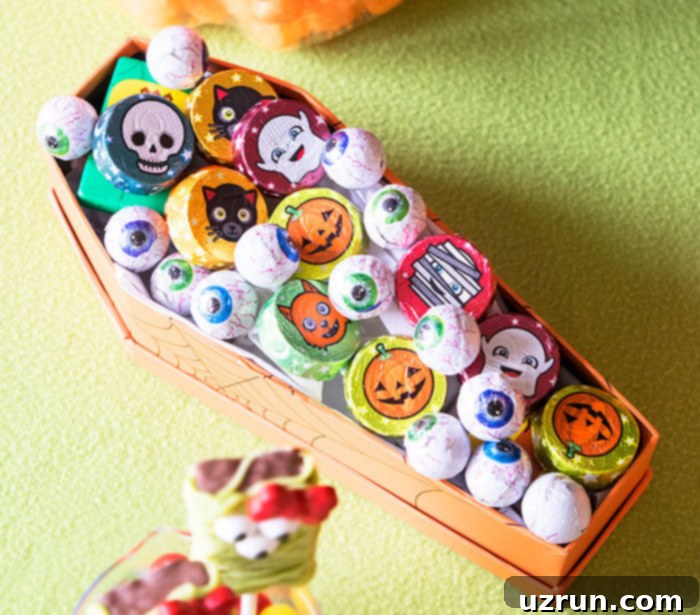 Easy Owl Cake for Kids Halloween Party 5 Halloween Food- Chocolates in Coffin Box