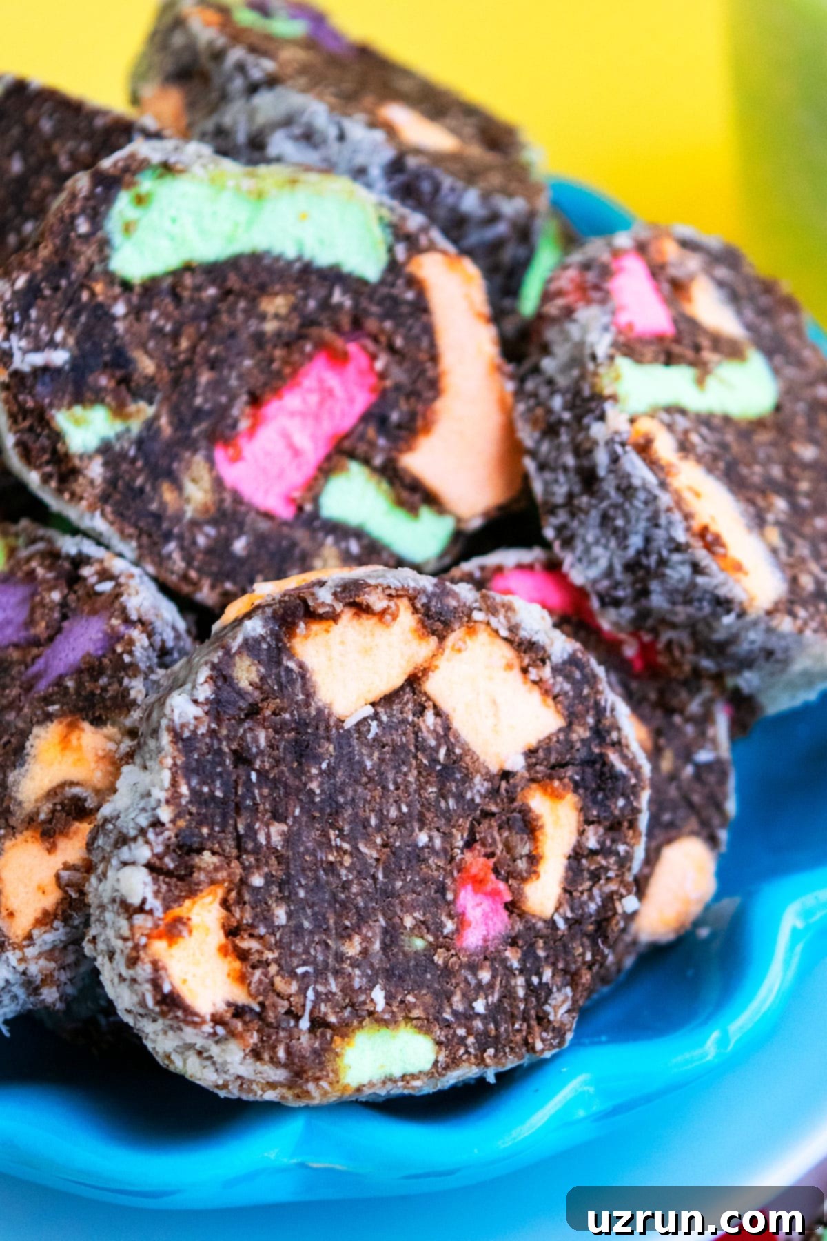 Classic No Bake Church Window Cookies on Blue Dish.