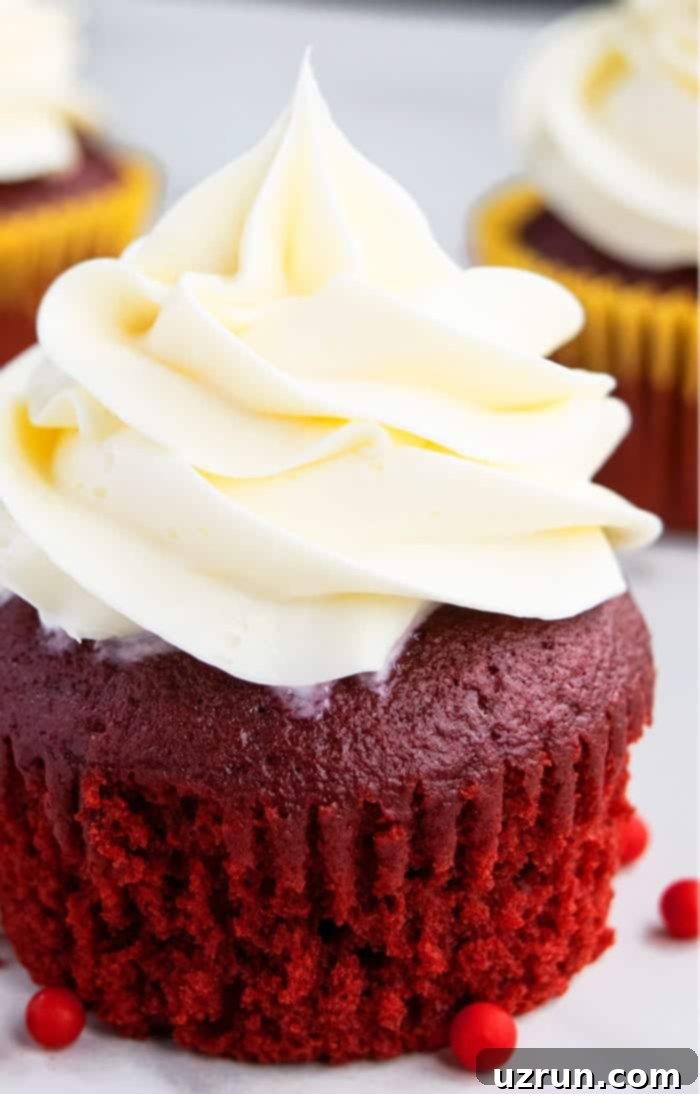 Homemade Red Velvet Cupcakes From Scratch on White Background