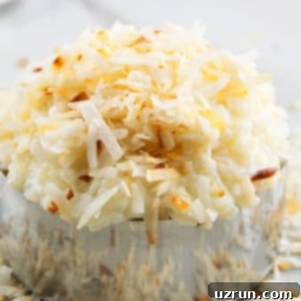 Coconut Rice Pudding Super Creamy 5 Silver Bowl of Easy Coconut Rice Pudding on on Marble Background.