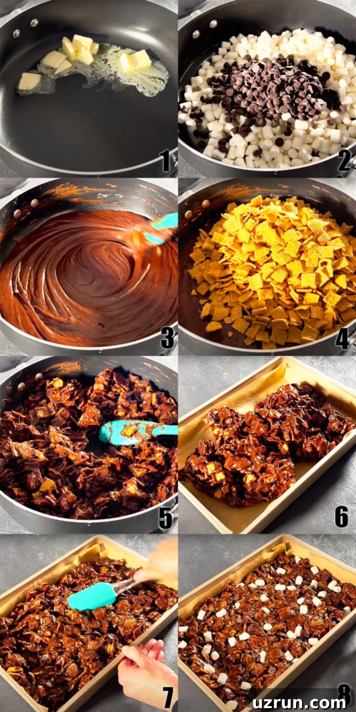 Easy No Bake Smores Bars 5 Collage Image With Step by Step Process Shots on How to Make S'mores Bars.