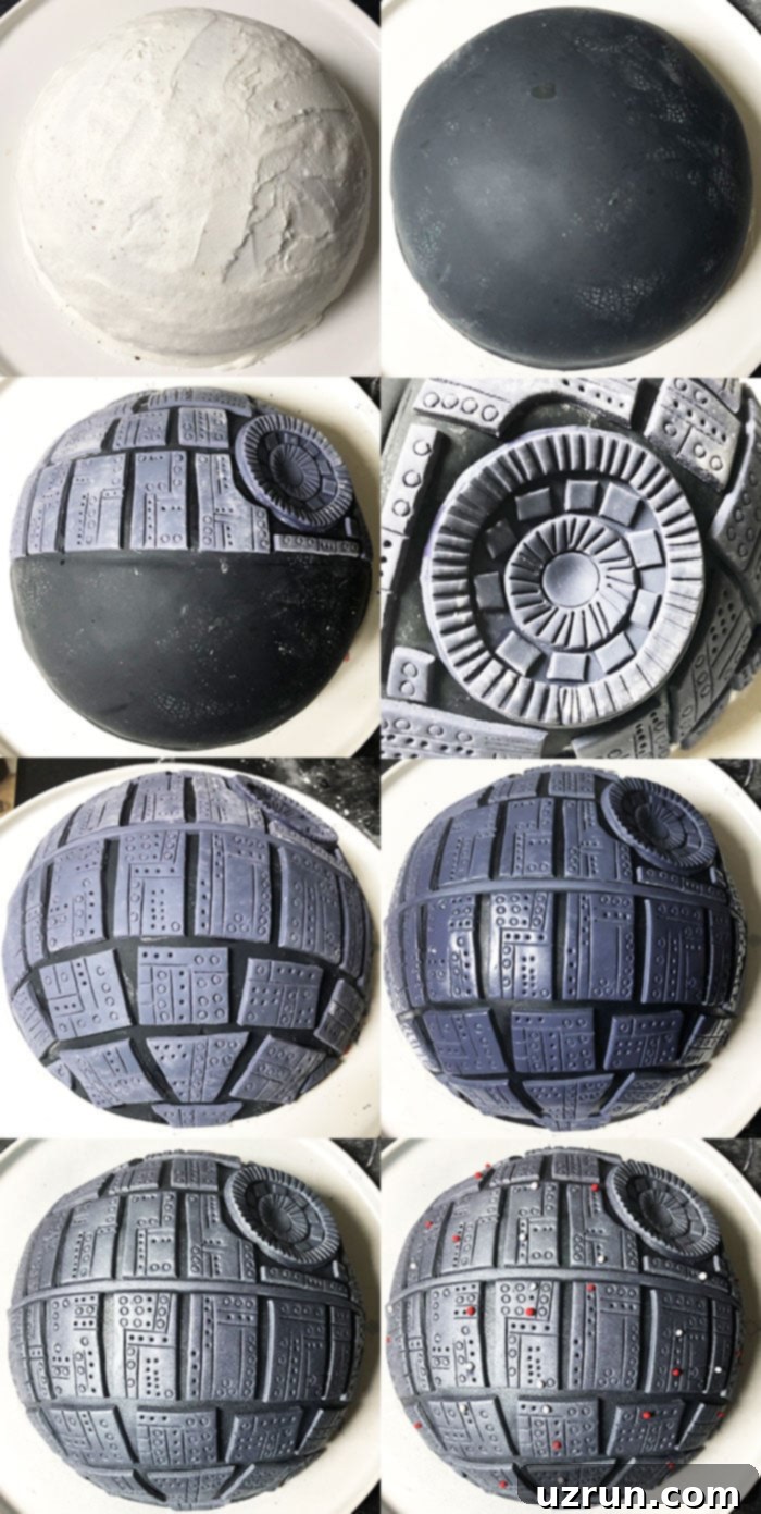 Simplified Death Star Destruction Cake 7 How to Make Star Wars Cake - Step By Step Fondant Application