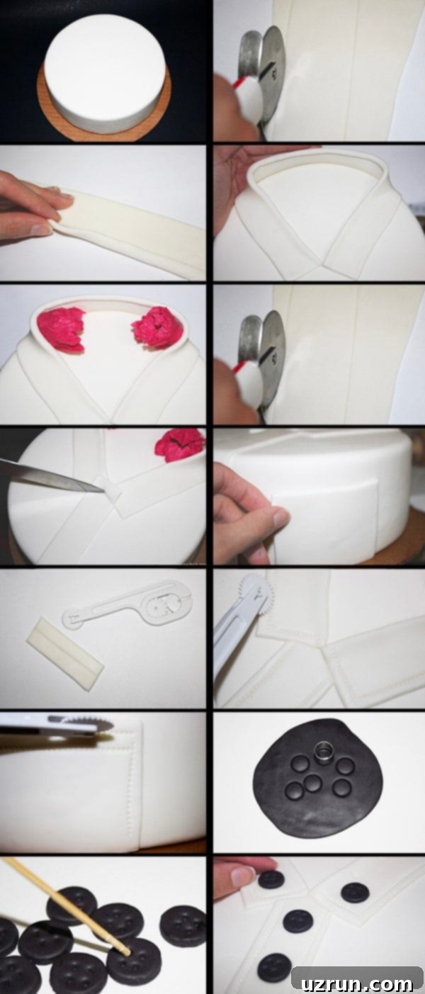 How to Make a Round Shirt Cake 2 Collage Image With Step by Step Pictures on How to Make Round Shirt Cake