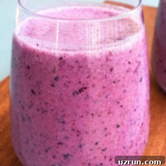 Velvet Blueberry Blend 4 Homemade Blueberry Smoothie in a Clear Cup
