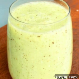 Vibrant Kiwi Power Smoothie 4 Green Kiwi Smoothie in a Clear Cup